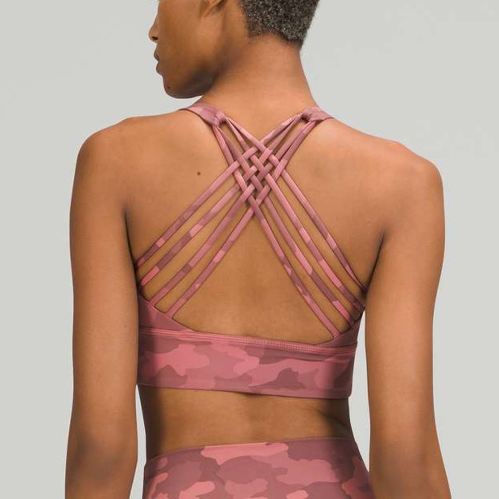 Lululemon Free to be longline bra pink camo